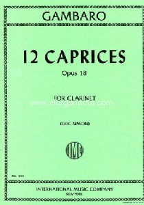 Twelve Caprices Op. 18, for Clarinet