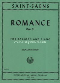 Romance D Major Op. 51, for Bassoon and Piano. 9790220423956