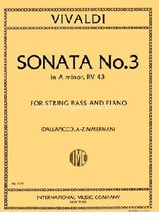 Sonata No. 3 A Minor RV 43, for Double Bass and Piano. 9790220411687