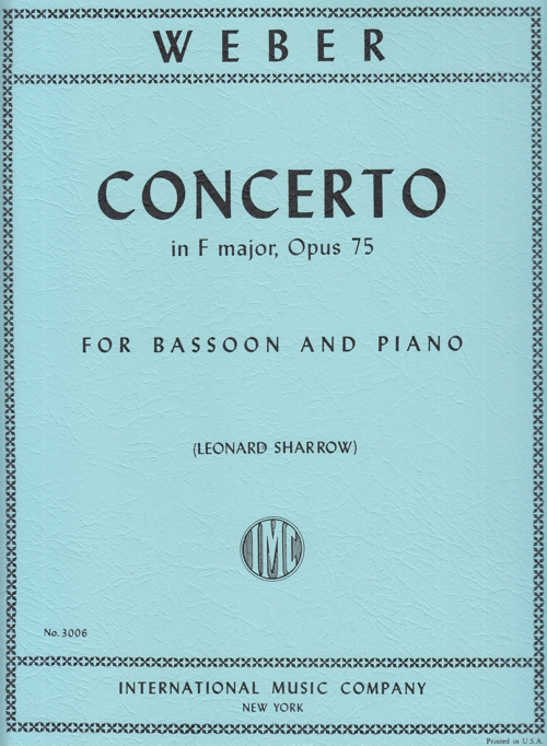 Concerto F major op. 75, for Bassoon and Piano. 9790220422645