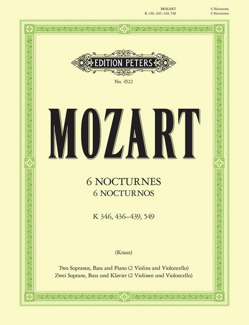 6 Nocturnes K.346, K.436-9, 549: Klavierauszug, Soprano and Bass Voice and Piano. 9790014029289