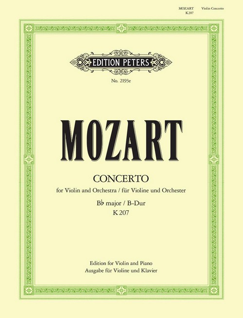 Concerto No.1 in B flat K207, Violin and Piano. 9790577080505