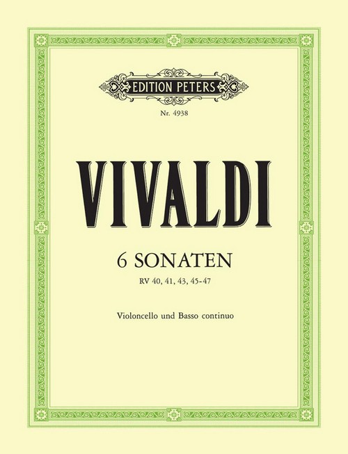 6 Sonaten, RV 40, 41, 43, 45-47, Violoncello und Basso continuo. 9790014034764