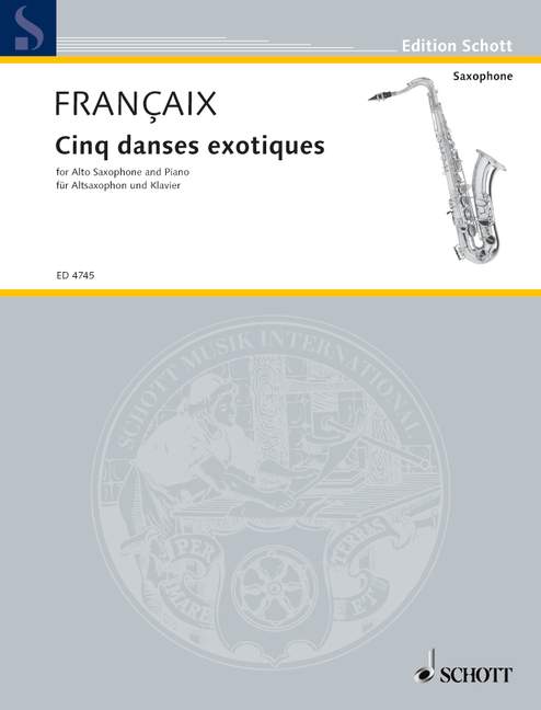 Cinq danses exotiques, alto saxophone et piano