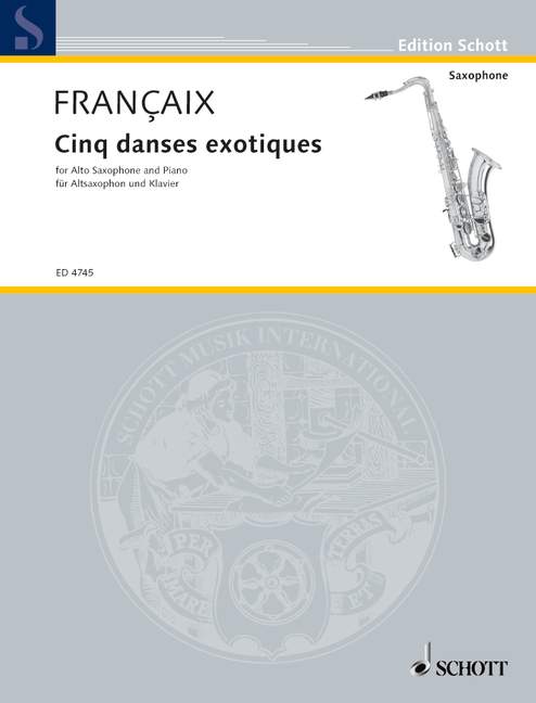 Cinq danses exotiques, alto saxophone et piano