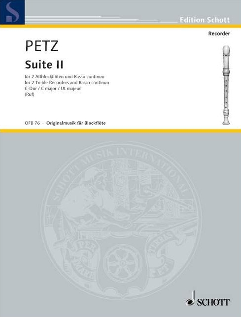 Suite No. 2 in C major, for 2 Treble Recorders and basso continuo, score and parts