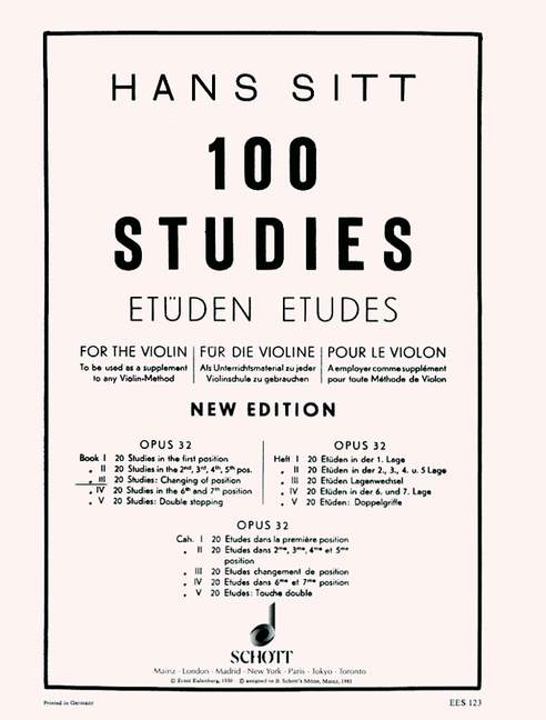 100 Studies for the violin, op. 32, Book III: 20 Studies, Changing of Position. 9790200200058