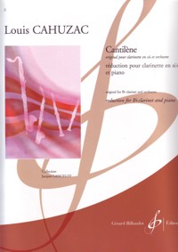 Cantilène, réduction pour clarinette en Si b et piano