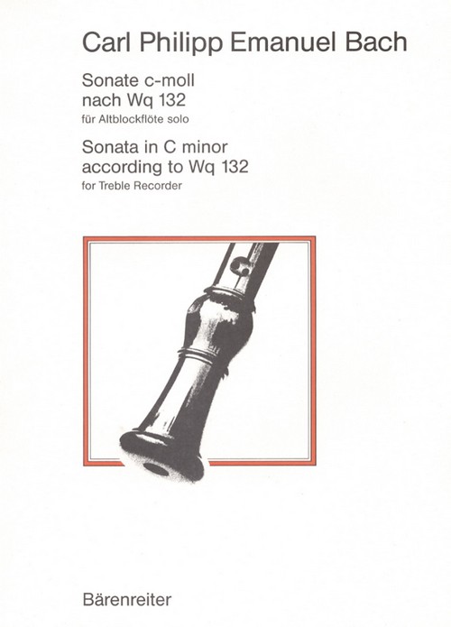 Sonate c-moll nach Wq 132 für Altblockflöte = Sonata in C minor according to Wq 132 for Treble Recorder. 59116