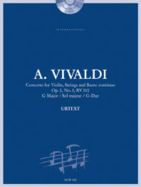 Concerto for Violin, Strings and Basso continuo Op. 3 No. 3, RV 310, G Major. Piano Reduction