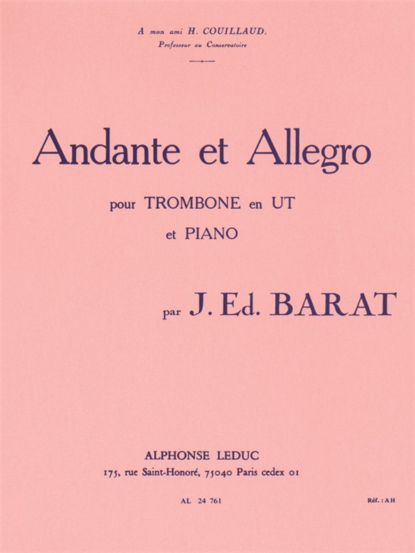 Andante et Allegro, pour trombone en Ut et piano. 9790046247613