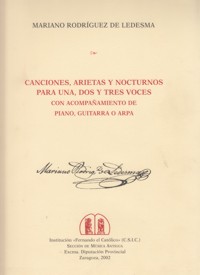 Canciones, arietas y nocturnos para una, dos y tres voces con acompañamiento de piano, guitarra o arpa