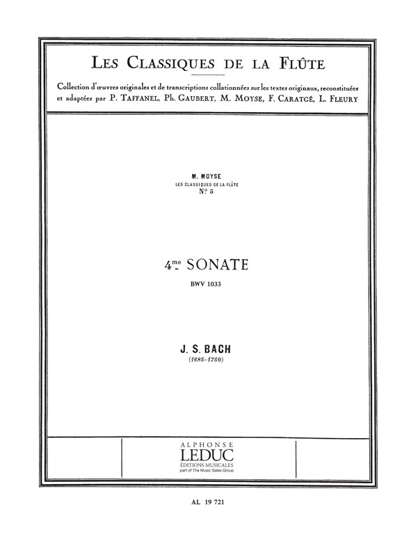 Sonate nº 4 en Ut majeur, BWV 1033, flûte et piano. 9790046197215