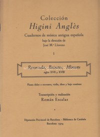 Resercada, Baixetes, Minuets, siglos XVII y XVIII, flauta dulce o travesera o violín u oboe y bajo continuo