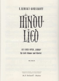 Hindu-Song in E major, from "Sadko" Opera, for low voice and piano