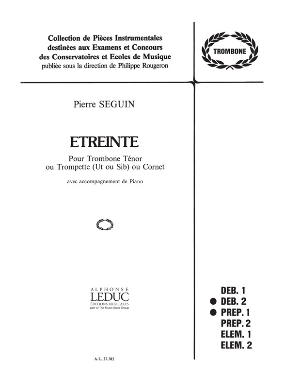 Etreinte, pour Trombone Ténor ou Trompette (Ut ou Sib) ou Cornet et piano