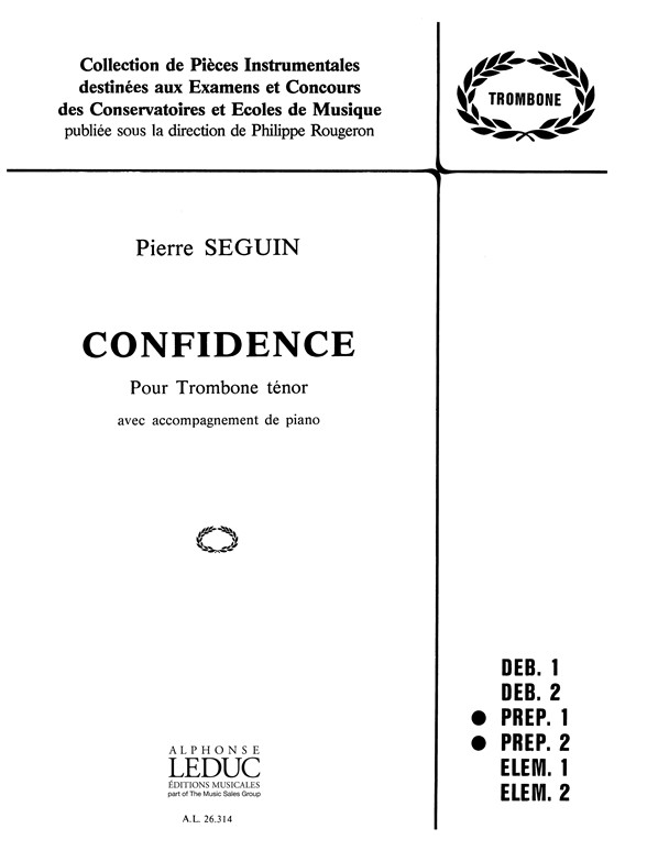 Confidence, pour trombone et piano