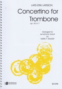 Concertino, Op. 45, for Trombone and String Orchestra, arranged for Symphonic Band. Full Score. 65162
