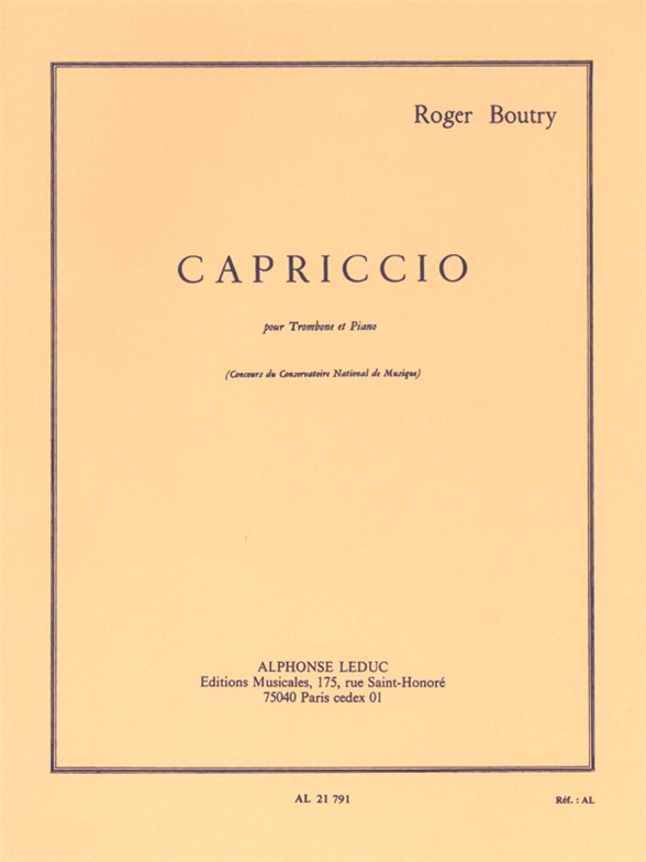 Capriccio, pour Trombone et Piano. 9790046217913