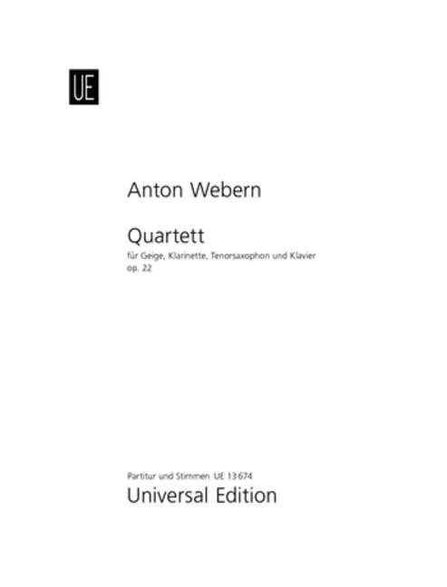 Quartet, op. 22. Score and Parts. 9783702404758