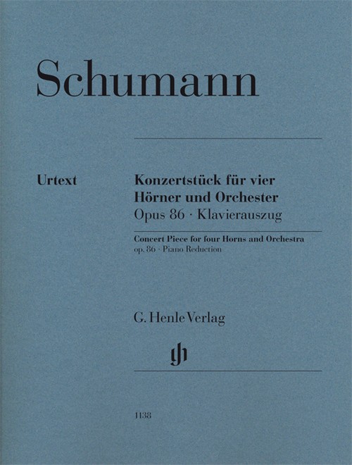 Concert Piece for four Horns and Orchestra op. 86, piano reduction with solo parts = Konzertstück für vier Hörner und Orchester op. 86, Klavierauszug mit Solostimmen. 9790201811383