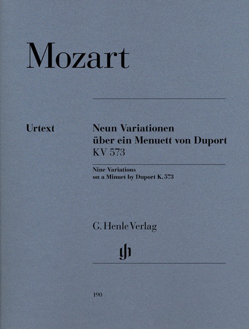 9 Variations on a Minuet by Duport KV 573 = 9 Variationen über ein Menuett von Duport KV 573. 9790201801902