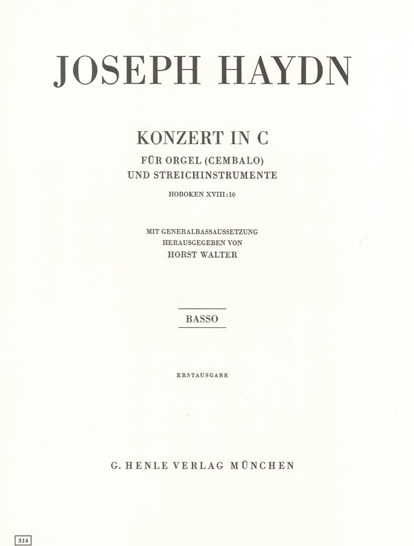 Concerto for Organ (Harpsichord) with String instruments C major (First Edition) Hob. XVIII:10, separate part = Konzert für Orgel (Cembalo) mit Streichinstrumenten C-Dur (Erstausgabe) Hob. XVIII:10, E. 9790201803142