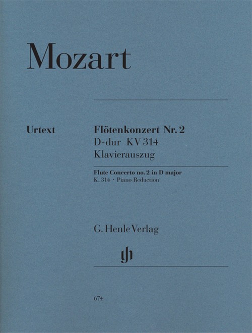 Flute Concerto no. 2 in D major, KV 314, piano reduction with solo part = Flötenkonzert Nr. 2, D-Dur KV 314, Klavierauszug mit Solostimme