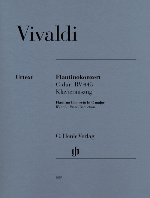 Concerto for Flautino (Recorder/Flute) and Orchestra C major op. 44/11 RV 443, piano reduction with solo part = Konzert für Flautino und Orchester C-Dur op. 44/11 RV 443, Klavierauszug mit Solostimme. 9790201806891