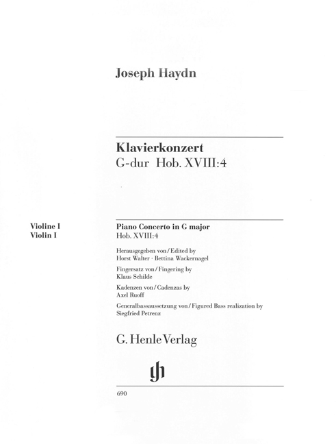 Piano Concerto, HOB XVIII:4, separate part