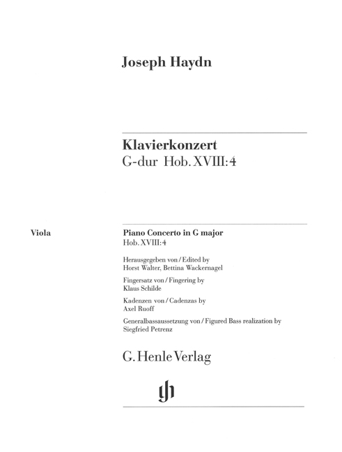 Piano Concerto, HOB XVIII:4, separate part