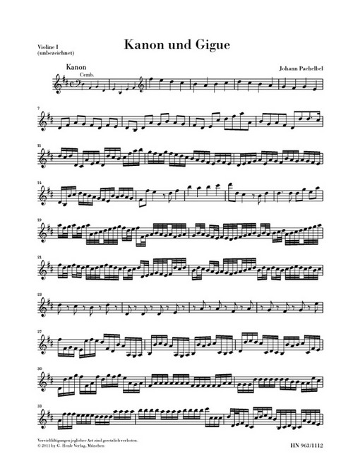 Canon and Gigue, for three Violins and Basso continuo, separate part