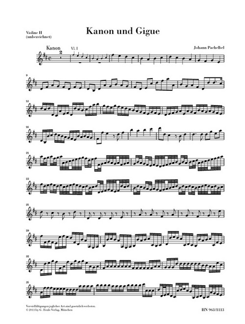 Canon and Gigue, for three Violins and Basso continuo, separate part