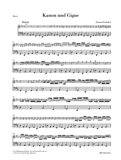 Canon and Gigue, for three Violins and Basso continuo, separate part