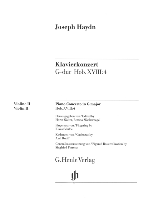 Piano Concerto, HOB XVIII:4, separate part