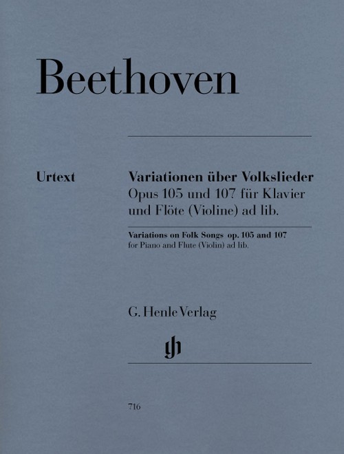 Variations on Folk Songs for Piano and Flute (Violin) ad lib. op. 105 und 107 = Variationen über Volkslieder für Klavier und Flöte (Violine) ad lib. op. 105 und 107