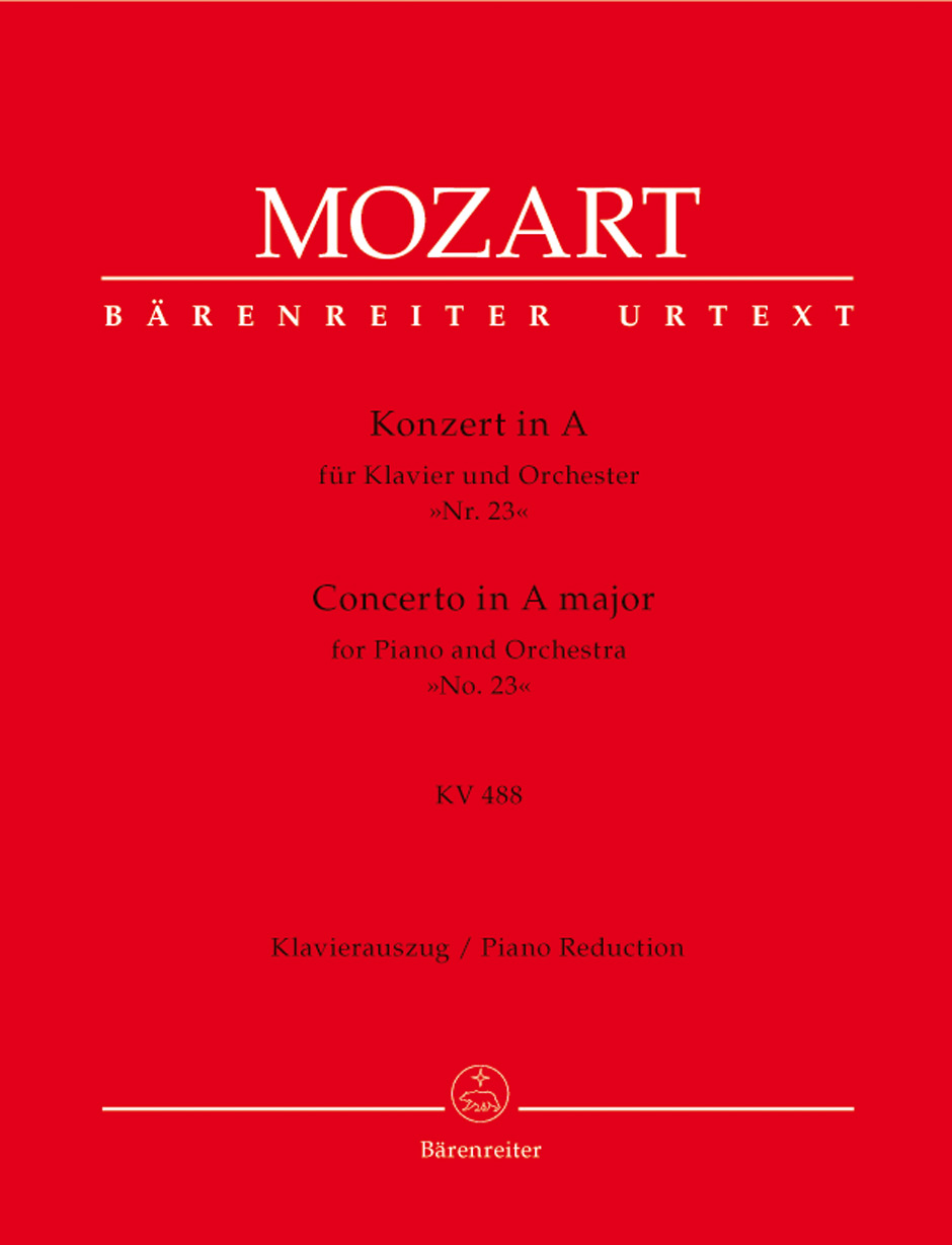 Concerto in A major KV 488, for Piano and Orchestra No. 23, piano score = Konzert in A KV 488, für Klavier und Orchester Nr. 23, Klavierauszug