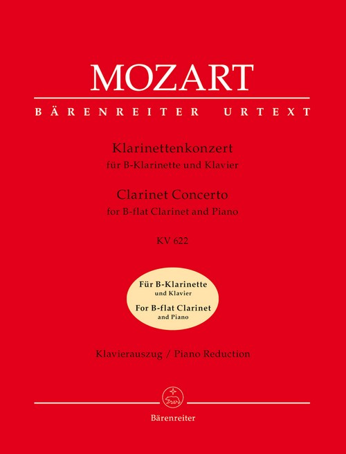 Clarinet Concerto KV 622, for B-flat Clarinet and Piano, vocal/piano score = Klarinettenkonzert KV 622, für B-Klarinette und Klavier, Klavierauszug