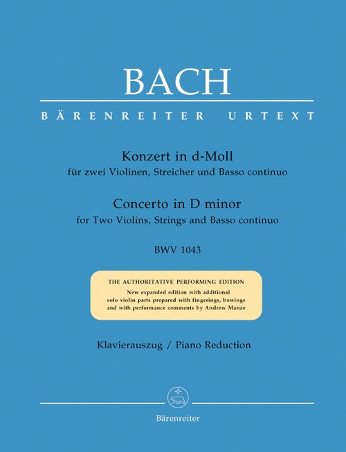 Konzert für zwei Violinen, Streicher und Basso continuo BWV 1043, vocal/piano score. 9790006466818