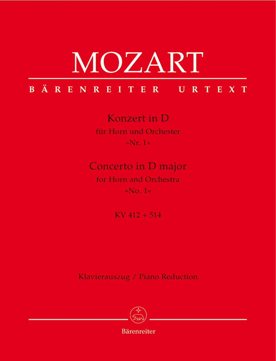 Concerto in D major KV 412 + 514, for Horn and Orchestra No. 1, score and part = Konzert in D KV 412 + 514, für Horn und Orchester Nr. 1, Partitur und Stimme. 9790006467358