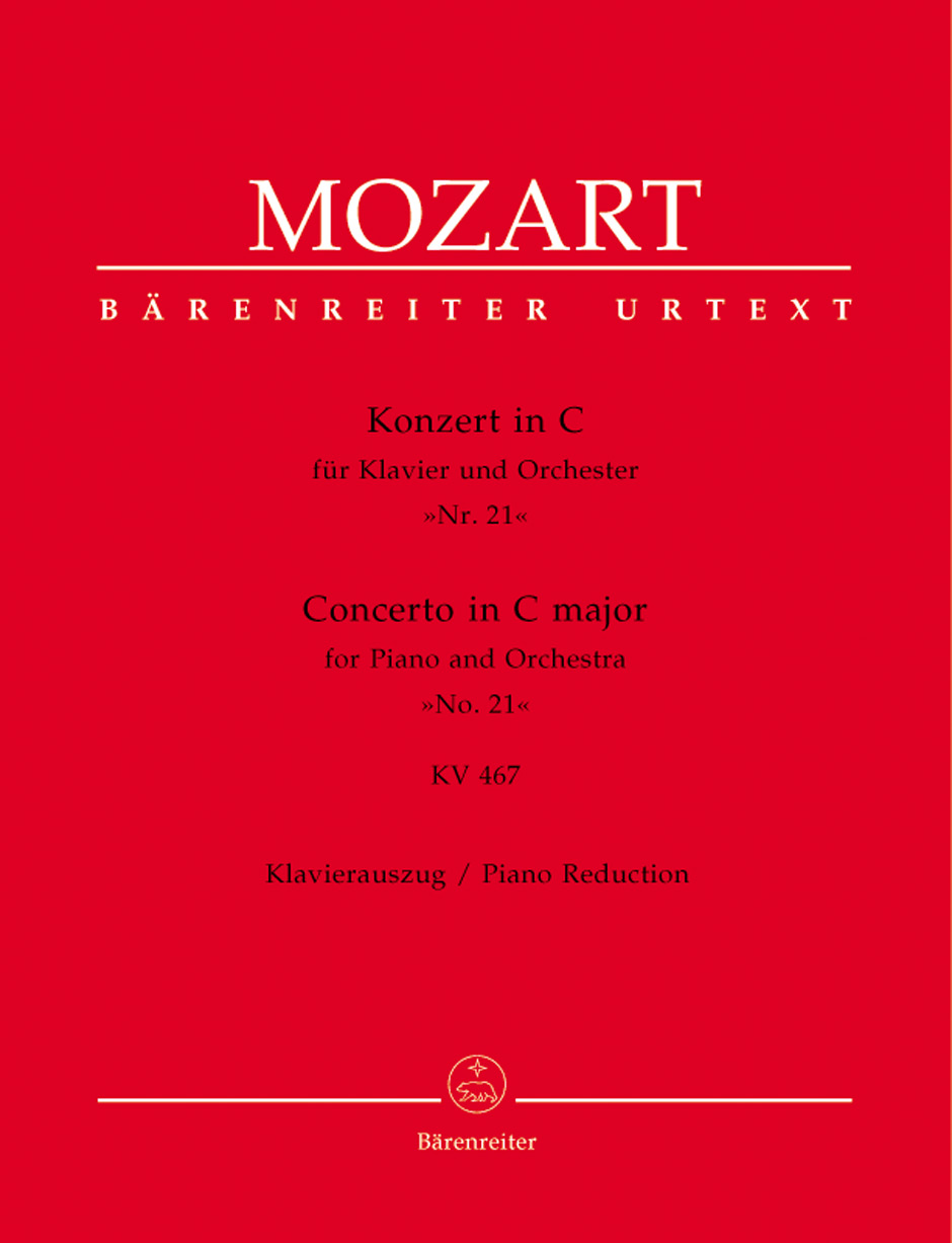 Concerto in C major KV 467, for Piano and Orchestra No. 21, piano reduction = Konzert in C KV 467, für Klavier und Orchester Nr. 21, Klavierauszug