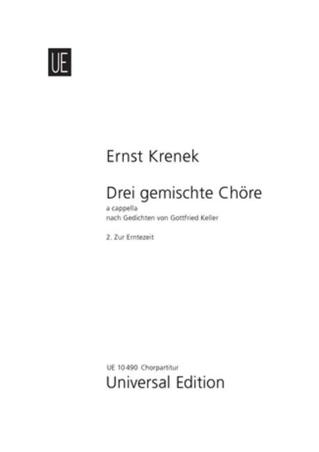 Nr. 2: Zur Erntezeit, Number 2 from Three Mixed Choruses op. 61, mixed choir (SATB) a cappella, choral score