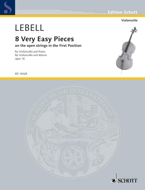 8 Very Easy Pieces op. 16, for cello and piano, cello and piano, score and part. 9790220132421