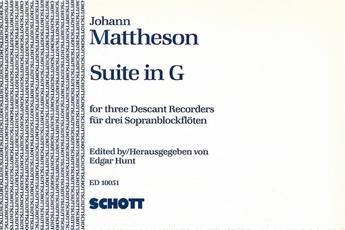 Suite in G op. 1/5, Transposition from the Sonata in C for 3 Treble Recorder, 3 descant recorders, performance score