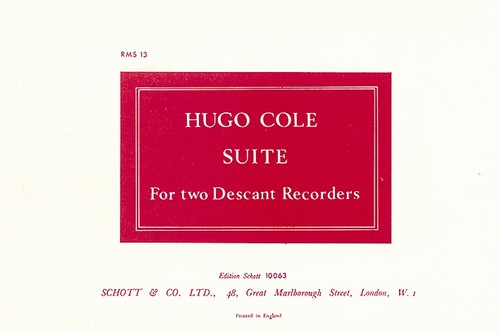 Suite, 1 or 2 descant recorders. 9790220100635 Suite, 1 or 2 descant recorders. 9790220100635