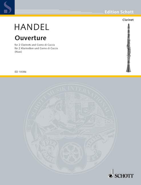 Overture, (Suite), 2 clarinets and hunting horn (or horn in F) or 2 violins and viola, score and parts. 9790220100871