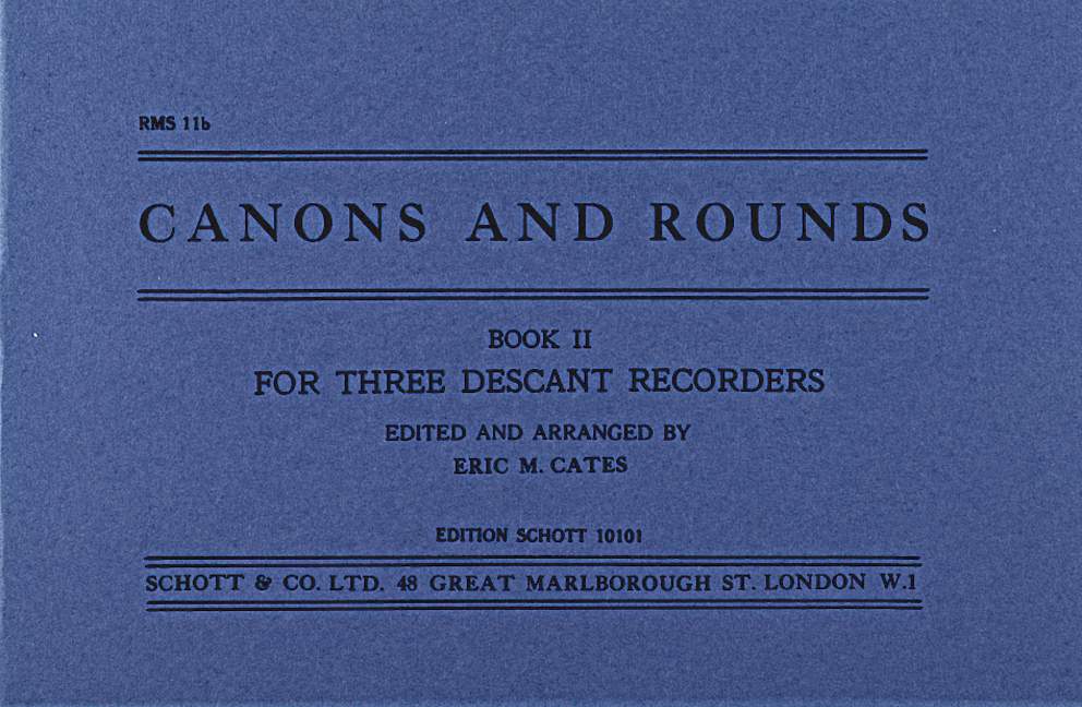 Canons and Rounds Vol. 2, 3 descant recorders, performance score. 9790220100970