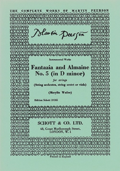 Fantazia and Almaine No. 5 in D Minor, string orchestra, string sextet or violas, score