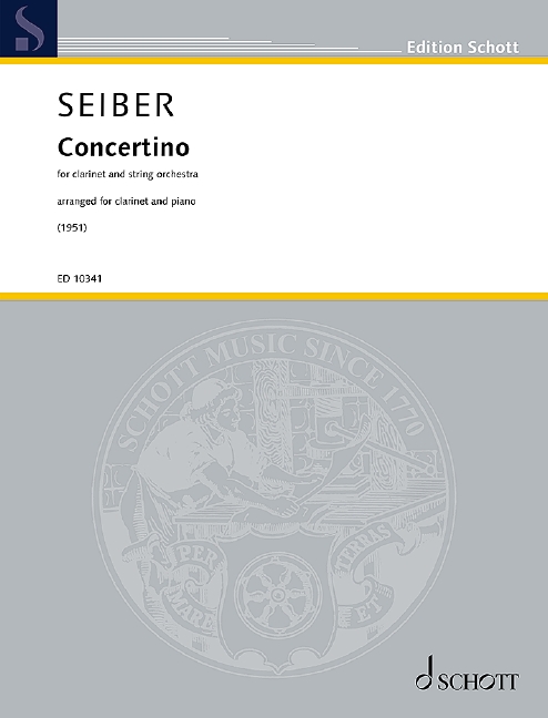 Concertino, Arrangement from the Divertimento, clarinet and string orchestra, piano reduction with solo part