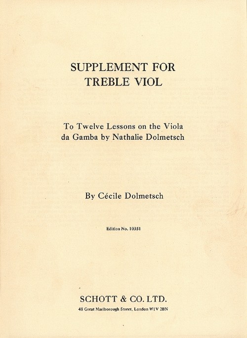 Twelve Lessons on the Viola de Gamba, Supplement for Treble Viol, alto-viola da gamba. 9790220117732